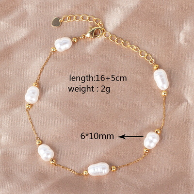Brățări coreeane cu lanț de perle albe pentru femei, fete, elegante, din oțel inoxidabil, brățară cu farmec de mână, bijuterii, cadouri de nuntă