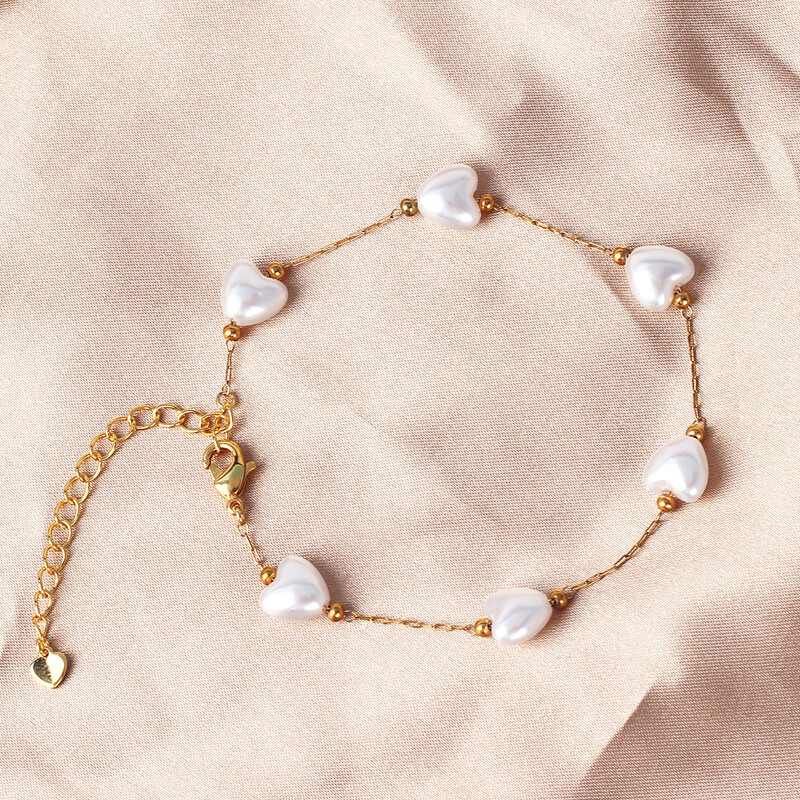 Brățări coreeane cu lanț de perle albe pentru femei, fete, elegante, din oțel inoxidabil, brățară cu farmec de mână, bijuterii, cadouri de nuntă