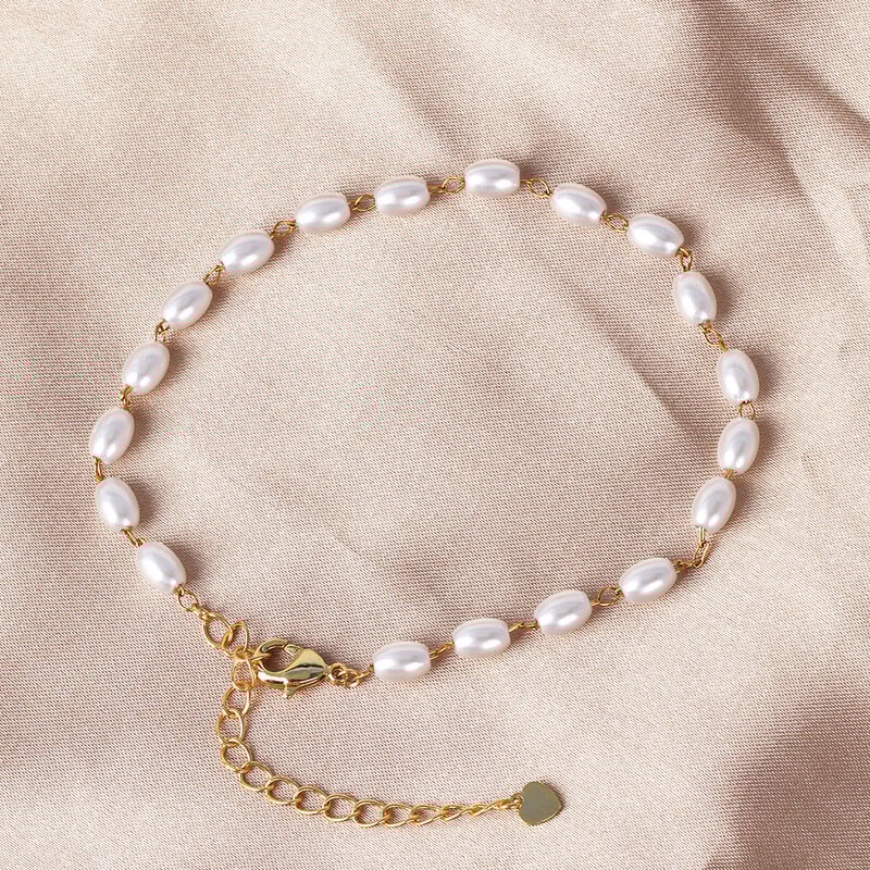 Brățări coreeane cu lanț de perle albe pentru femei, fete, elegante, din oțel inoxidabil, brățară cu farmec de mână, bijuterii, cadouri de nuntă