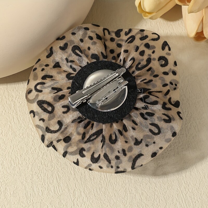 Broșă cu flori din pânză cu imprimeu de leopard, făcută manual, franceză, modă clasică, petrecere, afaceri, fără email, din dantelă, ziua Îndrăgostiților