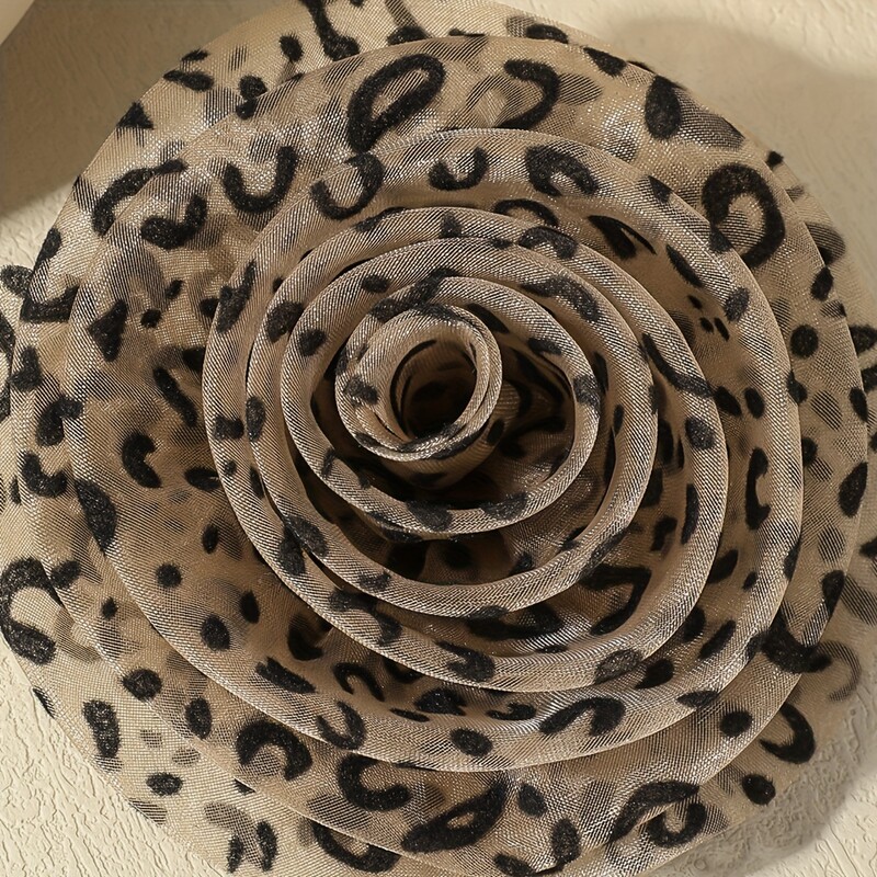 Broșă cu flori din pânză cu imprimeu de leopard, făcută manual, franceză, modă clasică, petrecere, afaceri, fără email, din dantelă, ziua Îndrăgostiților