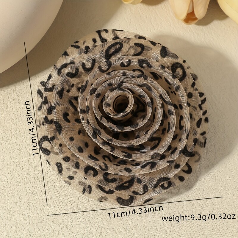 Broșă cu flori din pânză cu imprimeu de leopard, făcută manual, franceză, modă clasică, petrecere, afaceri, fără email, din dantelă, ziua Îndrăgostiților