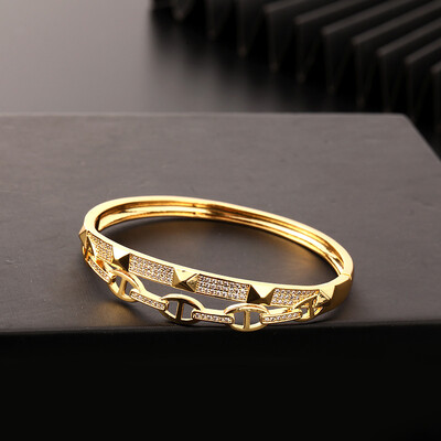 Novi trend, modna narukvica sa životinjskim leopardom, kreativna hip-hop personalizirana otvorena ženska narukvica s mikro intarzijama cirkona