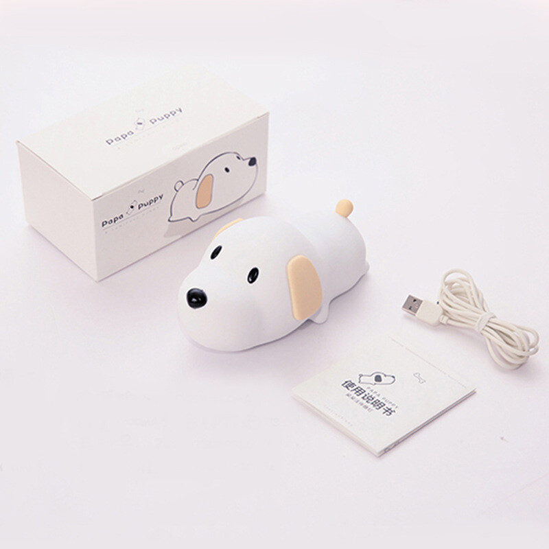 Silikoninis papa šuniukas LED naktinis šviestuvas mielas šunų gyvūno lempa jutiklinis naktinis žibintas vaikams Kalėdų gimtadienio dovana miegamojo dekoras