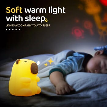 Capybara Cute Night Light Φωτιστικό σιλικόνης 7 χρωμάτων Dimming Nursery Φωτιστικό κρεβατοκάμαρας για Παιδιά Δώρο επαναφορτιζόμενη λάμπα αφής USB