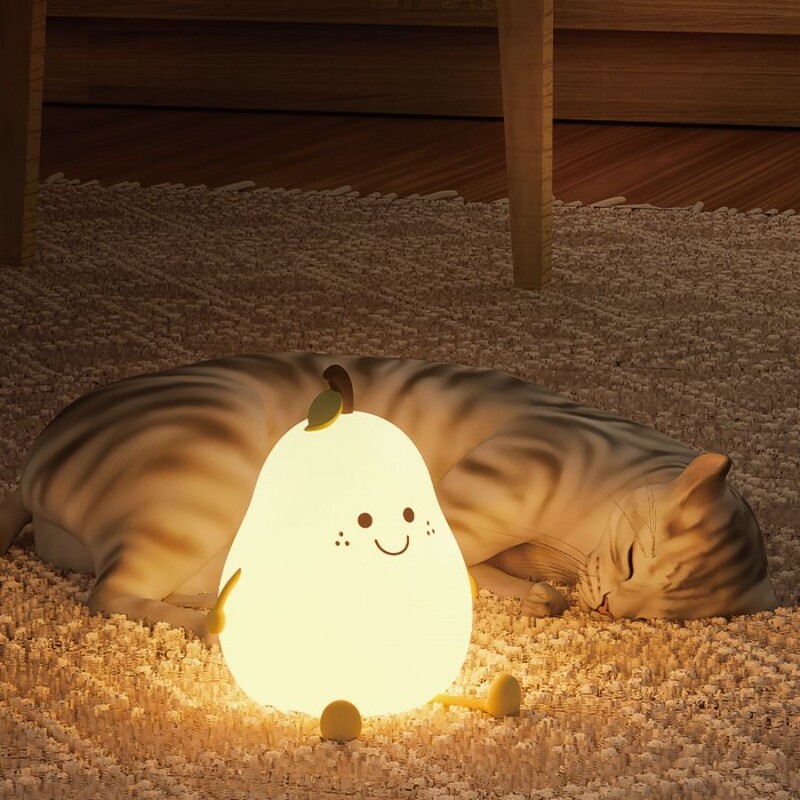 Armas silikoonist lasteaia pirni öövalgusti beebile ja väikelapsele Kawaii Fruit Sleeping NightLight öövalgusti lastetoa jaoks