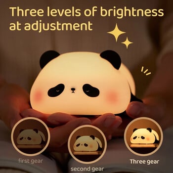 Panda LED Night Light Χαριτωμένο σιλικόνης φωτιστικό νύχτας USB επαναφορτιζόμενη αφής νυχτερινό φωτιστικό κρεβατοκάμαρας Παιδικό δώρο