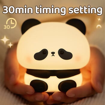 Panda LED Night Light Χαριτωμένο σιλικόνης φωτιστικό νύχτας USB επαναφορτιζόμενη αφής νυχτερινό φωτιστικό κρεβατοκάμαρας Παιδικό δώρο