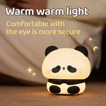 Panda LED Night Light Χαριτωμένο σιλικόνης φωτιστικό νύχτας USB επαναφορτιζόμενη αφής νυχτερινό φωτιστικό κρεβατοκάμαρας Παιδικό δώρο