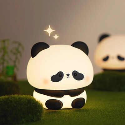 Panda LED naktinė lemputė miela silikoninė naktinė lemputė USB įkraunama jutiklinė naktinė lemputė miegamojo paskirstymo lempos dekoravimo dovana vaikams