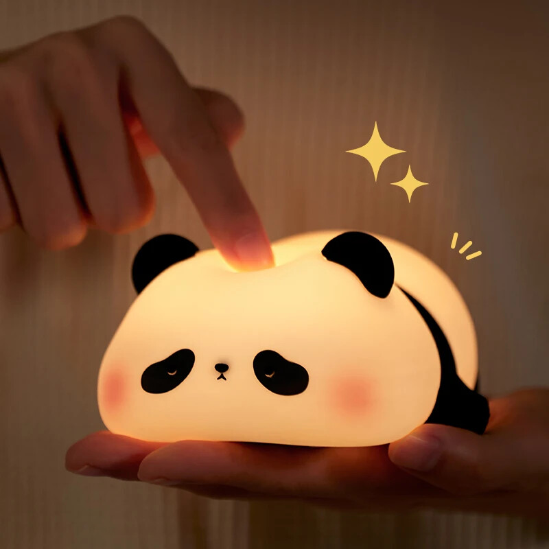 Panda LED naktinė lemputė miela silikoninė naktinė lemputė USB įkraunama jutiklinė naktinė lemputė miegamojo paskirstymo lempos dekoravimo dovana vaikams