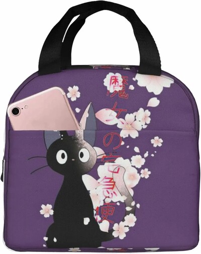 Anime Cat prijenosna izolirana torba za ručak Prijenosna prijenosna izolacijska kutija za ručak za višekratnu upotrebu rashladna torba s patentnim zatvaračem i džepom za žene