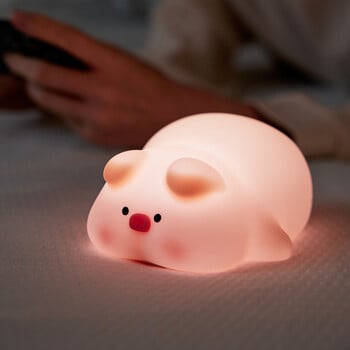 Φωτιστικό νύχτας σιλικόνης Piggy Pat Συνοδευτικό Sleeping Induction USB Επαναφορτιζόμενο Φωτιστικό Υπνοδωματίου για Αγόρια Δώρο