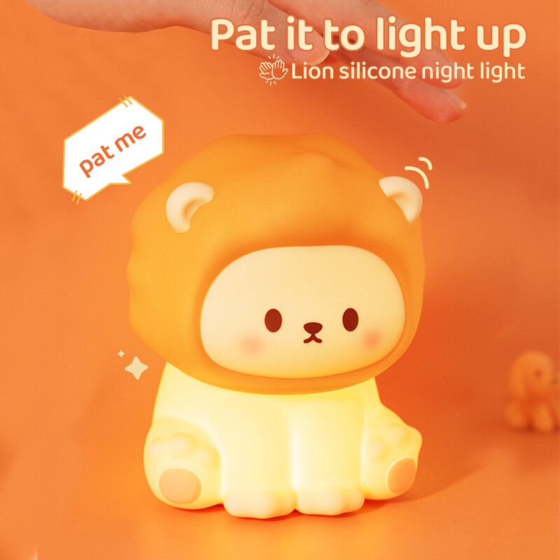 Kawaii Lion öövalgusti laetav 3 tasemega hämardatav silikoonist magamisvalgusti öövalgusti lasteaia öövalgustid magamistuppa
