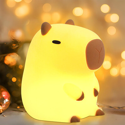 Χαριτωμένο Capybara Night Light Παιδικό Φωτιστικό Νυχτερινής σιλικόνης Δώρο USB Επαναφορτιζόμενο Ζώο αφής Διακόσμηση λυχνίας ύπνου