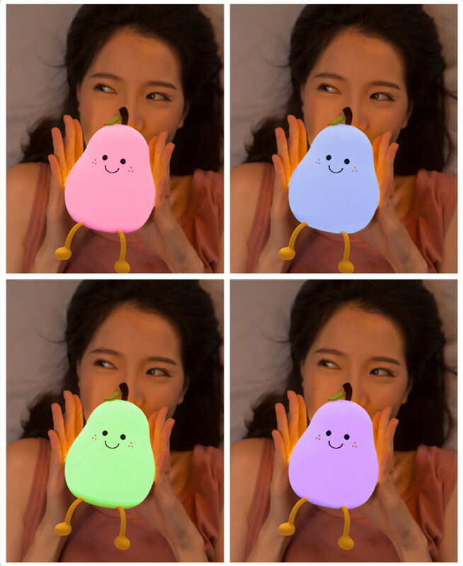 LED-es éjszakai lámpa, körte alakú, USB újratölthető hálószoba alvó szilikon lámpa éjjeli dekoráció gyerek baba ajándék dropship számára