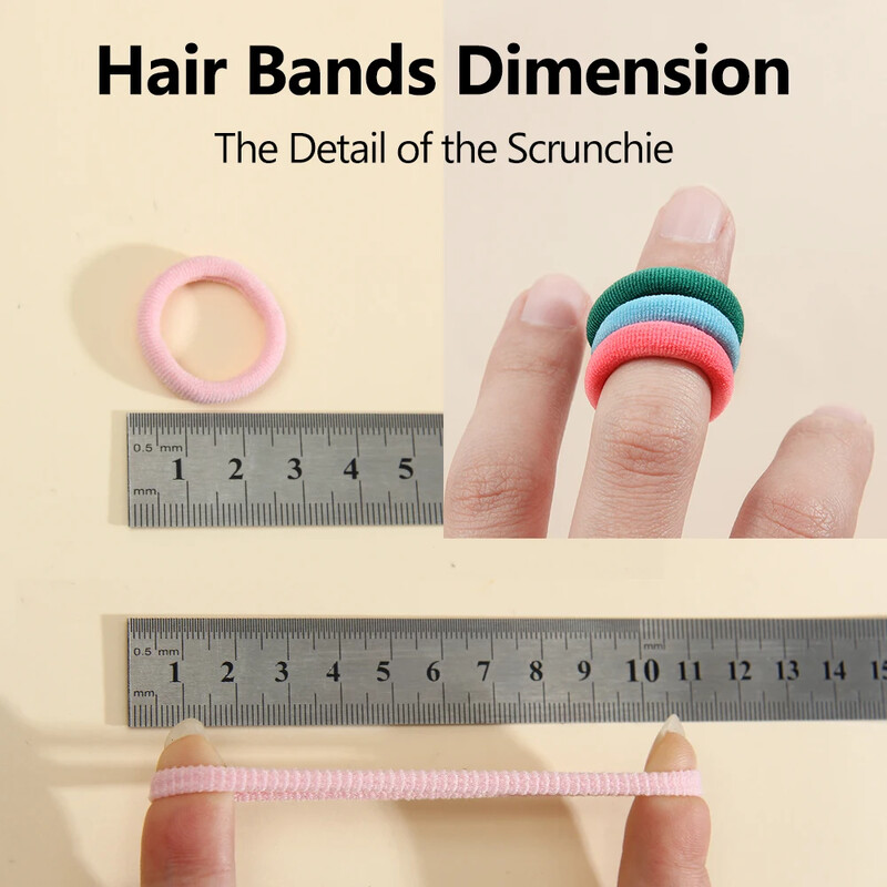 50 komada ženskih bešavnih prstenova za palac, gumica za kosu, držača za konjski rep u vrećici s malim elastičnim trakama za "uradi sam" jednostavna modna užeta za kosu