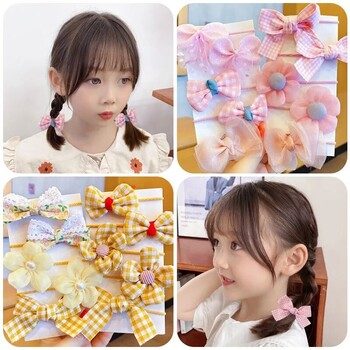 10 бр. Аксесоари за коса Момичета Scrunchies Aesthetic Lacos De Cabelo Infantil Bands Детски Bandeaux Elastiquec Ленти за глава Bandes Cute