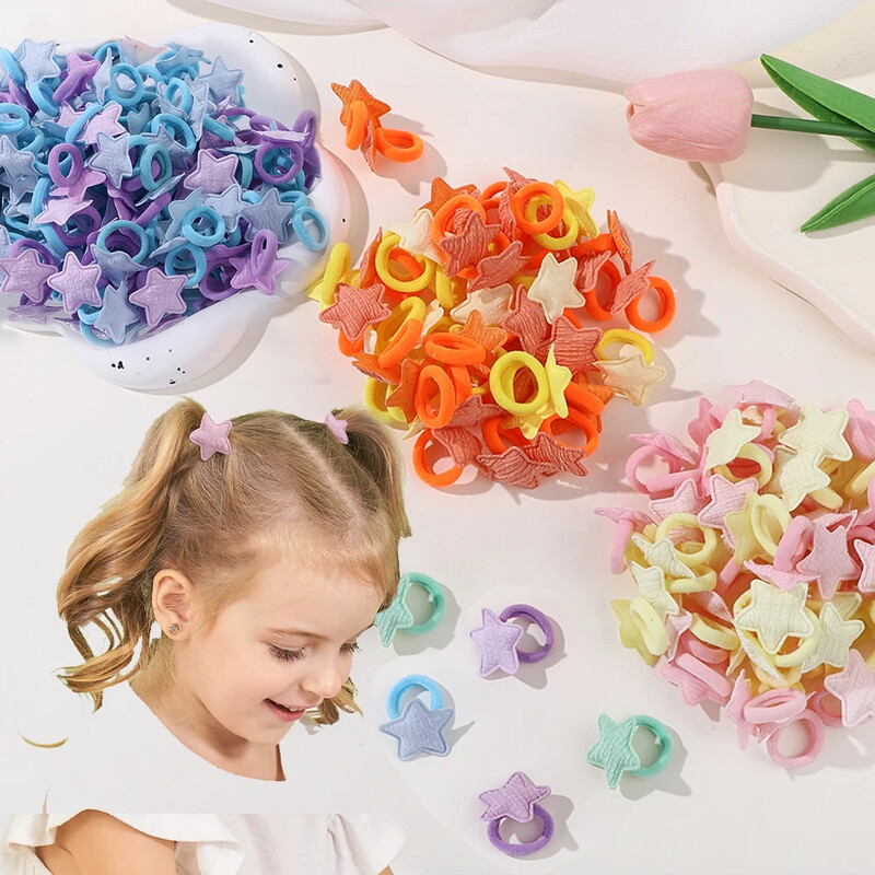 10/20 bucle pentru fete roz inimă stea copii bucla de păr fără rău pentru păr desene animate prosop frânghie coadă de cal mini banda de cauciuc accesorii pentru cap pentru copii