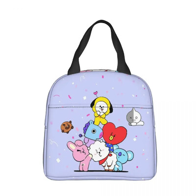 Kawaii Cartoon Изолирана чанта за обяд с голям капацитет Kpop Термо чанта за многократна употреба Tote Lunch Box Училищен пикник Момиче Момче