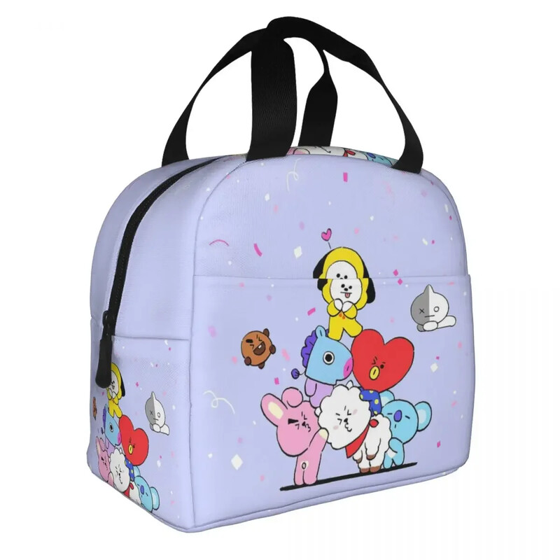 Kawaii Cartoon Изолирана чанта за обяд с голям капацитет Kpop Термо чанта за многократна употреба Tote Lunch Box Училищен пикник Момиче Момче