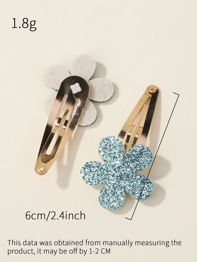 8 bucăți de modă sclipici flori curcubeu iepure BB agrafe de păr lucrate manual pentru fete drăguțe agrafe de păr accesorii pentru păr