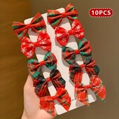 10 bucăți de agrafe de Crăciun pentru fete care nu rănesc părul, agrafe drăguțe pentru fetițe cu fundă super fotogenică