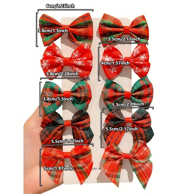 10 bucăți de agrafe de Crăciun pentru fete care nu rănesc părul, agrafe drăguțe pentru fetițe cu fundă super fotogenică