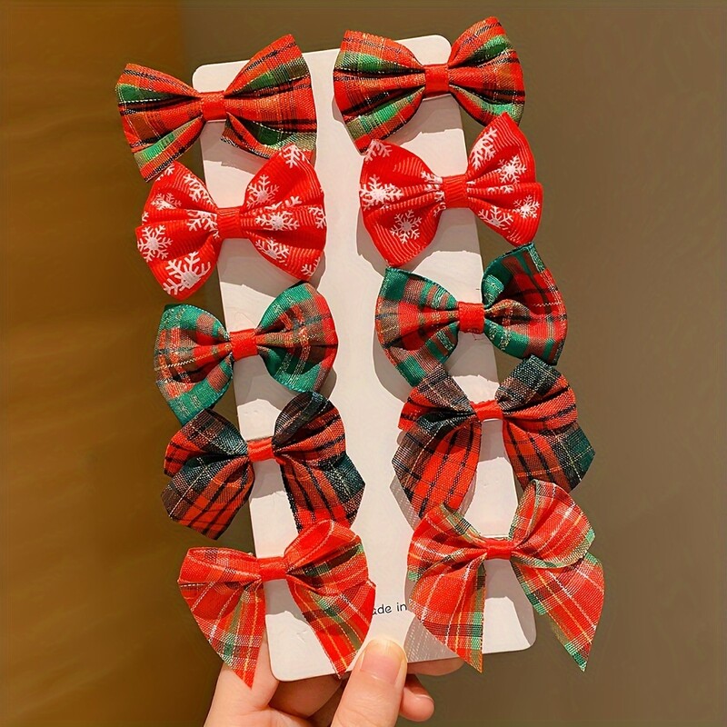 10 bucăți de agrafe de Crăciun pentru fete care nu rănesc părul, agrafe drăguțe pentru fetițe cu fundă super fotogenică