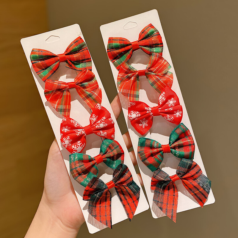 10 bucăți de agrafe de Crăciun pentru fete care nu rănesc părul, agrafe drăguțe pentru fetițe cu fundă super fotogenică