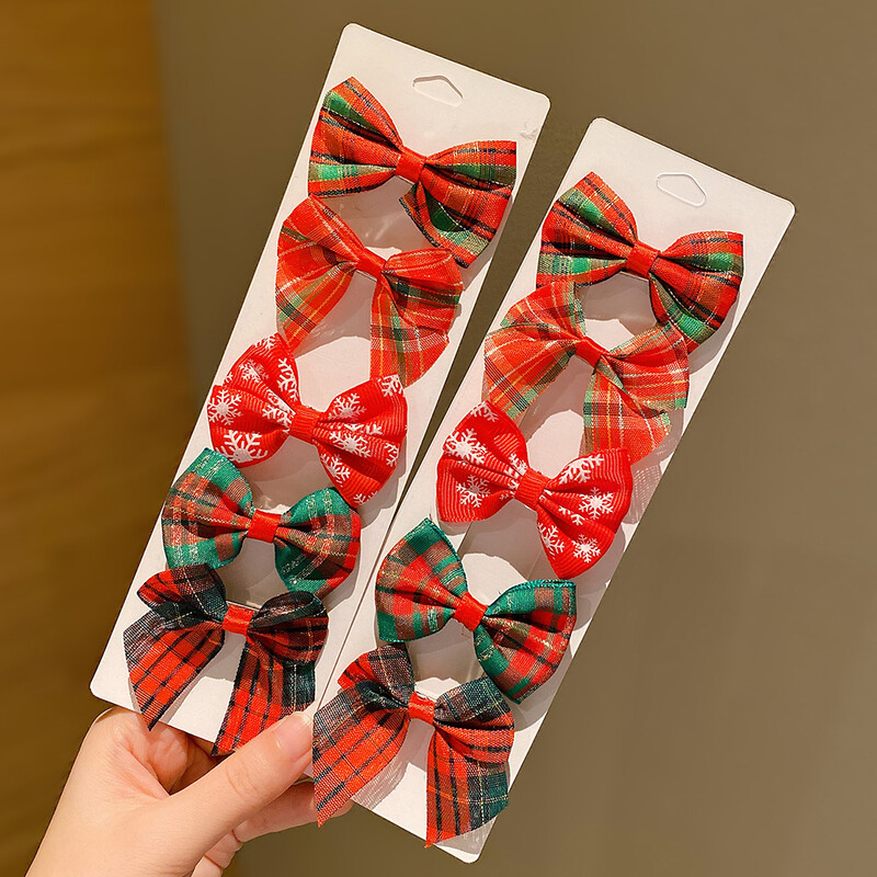 10 bucăți de agrafe de Crăciun pentru fete care nu rănesc părul, agrafe drăguțe pentru fetițe cu fundă super fotogenică