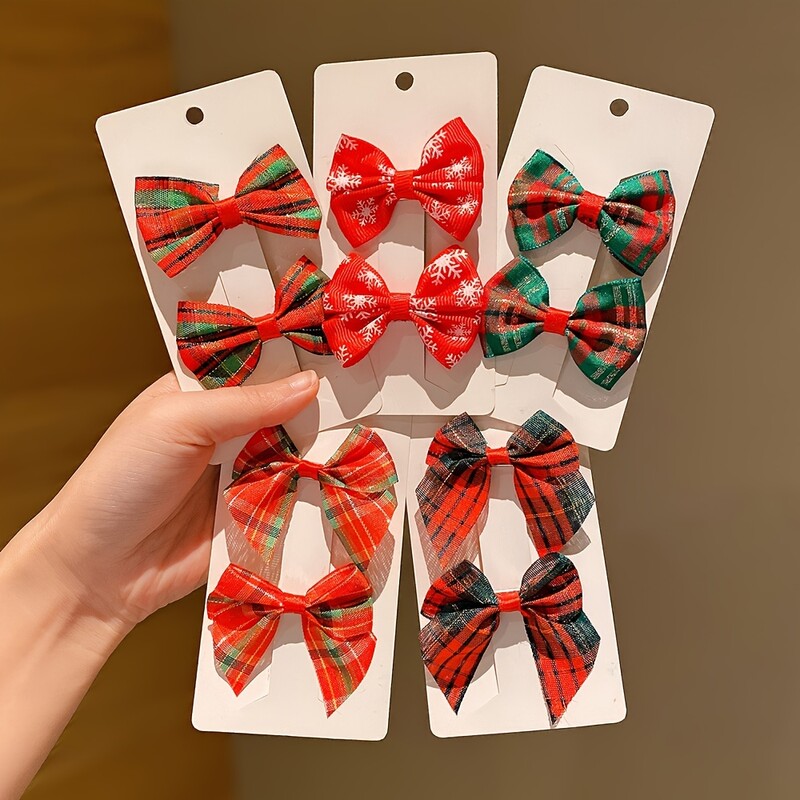 10 bucăți de agrafe de Crăciun pentru fete care nu rănesc părul, agrafe drăguțe pentru fetițe cu fundă super fotogenică