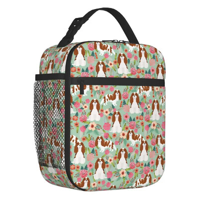 Персонализирана чанта за обяд на Кавалер Кинг Чарлз Шпаньол Дамски топлоизолирани кутии за обяд за деца, деца в училище