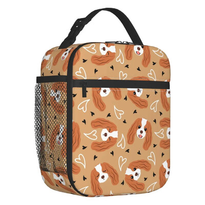 Персонализирана чанта за обяд на Кавалер Кинг Чарлз Шпаньол Дамски топлоизолирани кутии за обяд за деца, деца в училище