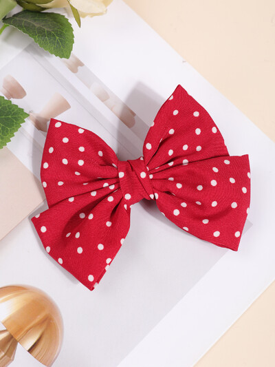 1 buc clemă de păr dulce cu fundă cu buline, cu breton, partea superioară a capului pentru fată, cu clemă mare pentru coadă de cal, cochiră prințesă