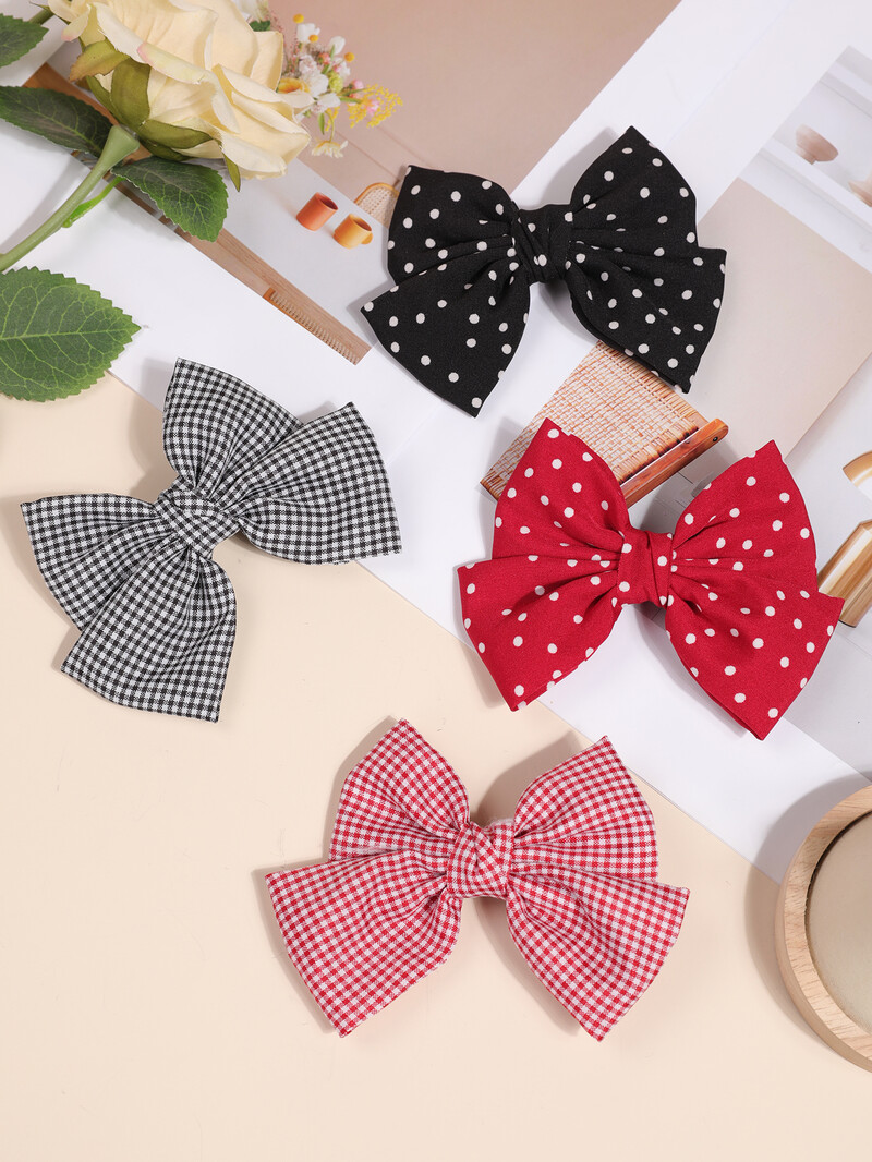 1 buc clemă de păr dulce cu fundă cu buline, cu breton, partea superioară a capului pentru fată, cu clemă mare pentru coadă de cal, cochiră prințesă