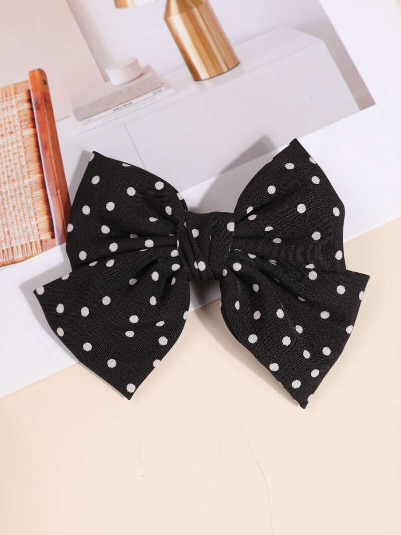 1 buc clemă de păr dulce cu fundă cu buline, cu breton, partea superioară a capului pentru fată, cu clemă mare pentru coadă de cal, cochiră prințesă