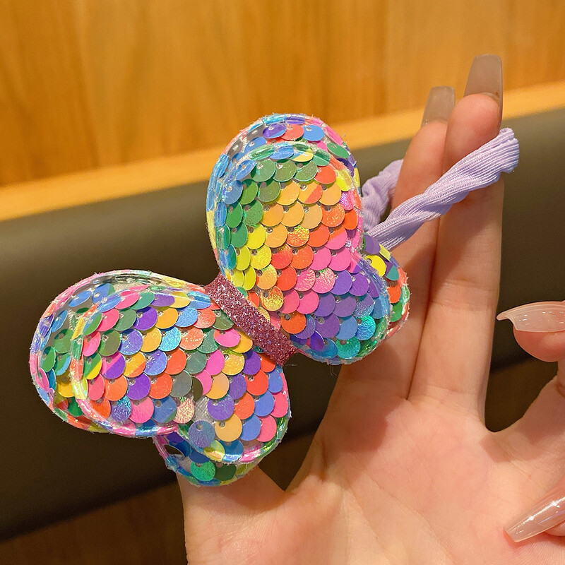 3 inele de păr cu fundă strălucitoare colorate cu benzi de piele dulci și la modă potrivite pentru utilizarea zilnică ca accesorii de păr