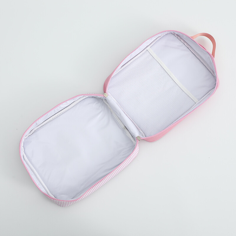 Geantă de prânz cu dungi Seersucker Geantă de prânz izolată, reutilizabilă, pentru copii, pentru călătorii în aer liber înapoi la școală