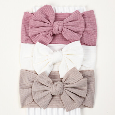 3 buc/lot bentiță tricotată pentru bebeluș cu fundă, bentite elastice din nailon moale pentru nou-născut, pentru fetiță, turban, accesorii pentru păr pentru sugari, accesorii pentru cap pentru copii