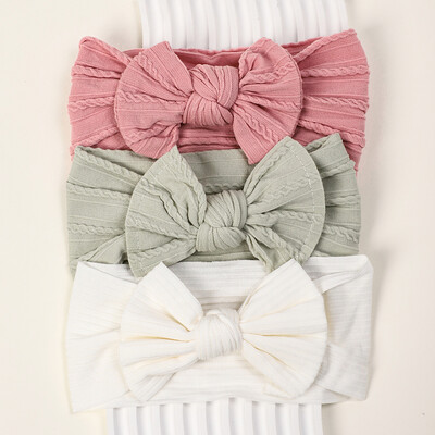 3 buc/lot bentiță tricotată pentru bebeluș cu fundă, bentite elastice din nailon moale pentru nou-născut, pentru fetiță, turban, accesorii pentru păr pentru sugari, accesorii pentru cap pentru copii