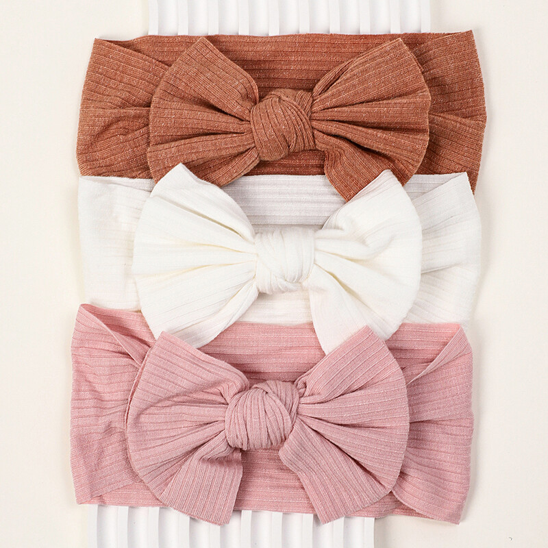 3 buc/lot bentiță tricotată pentru bebeluș cu fundă, bentite elastice din nailon moale pentru nou-născut, pentru fetiță, turban, accesorii pentru păr pentru sugari, accesorii pentru cap pentru copii
