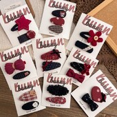 Agrafe de păr Tesatura dulce Agrafe de păr cu fundă roșie Versatile de toamnă și iarnă Fetițe Breton rupt Accesorii de păr Acele de păr