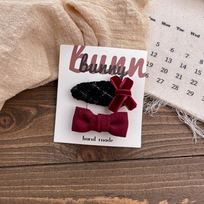 Agrafe de păr Tesatura dulce Agrafe de păr cu fundă roșie Versatile de toamnă și iarnă Fetițe Breton rupt Accesorii de păr Acele de păr