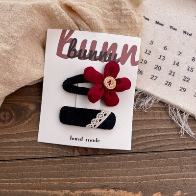 Agrafe de păr Tesatura dulce Agrafe de păr cu fundă roșie Versatile de toamnă și iarnă Fetițe Breton rupt Accesorii de păr Acele de păr