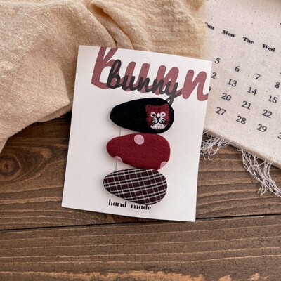 Agrafe de păr Tesatura dulce Agrafe de păr cu fundă roșie Versatile de toamnă și iarnă Fetițe Breton rupt Accesorii de păr Acele de păr