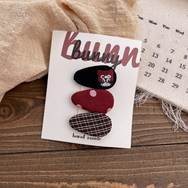 Agrafe de păr Tesatura dulce Agrafe de păr cu fundă roșie Versatile de toamnă și iarnă Fetițe Breton rupt Accesorii de păr Acele de păr