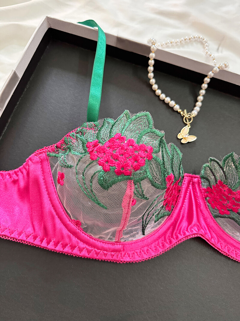 Ellolace Fancy Lingerie Set de sutien din dantelă florală Bilizna Lenjerie de corp de lux arătătoare Seturi exotice din dantelă fină, sexy, erotică, zână