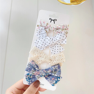 4Pcs/Set Slatke čipkaste kopče za kosu s mašnama za slatke djevojke Ručno izrađene ukosnice Boutique ukosnice Pokrivala za glavu Dječji dodaci za kosu