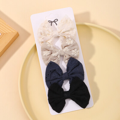 4Pcs/Set Slatke čipkaste kopče za kosu s mašnama za slatke djevojke Ručno izrađene ukosnice Boutique ukosnice Pokrivala za glavu Dječji dodaci za kosu